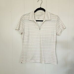 Nike Golf White Stripe Short Sleeve Polo Top Golfing Activewear Wicking Small